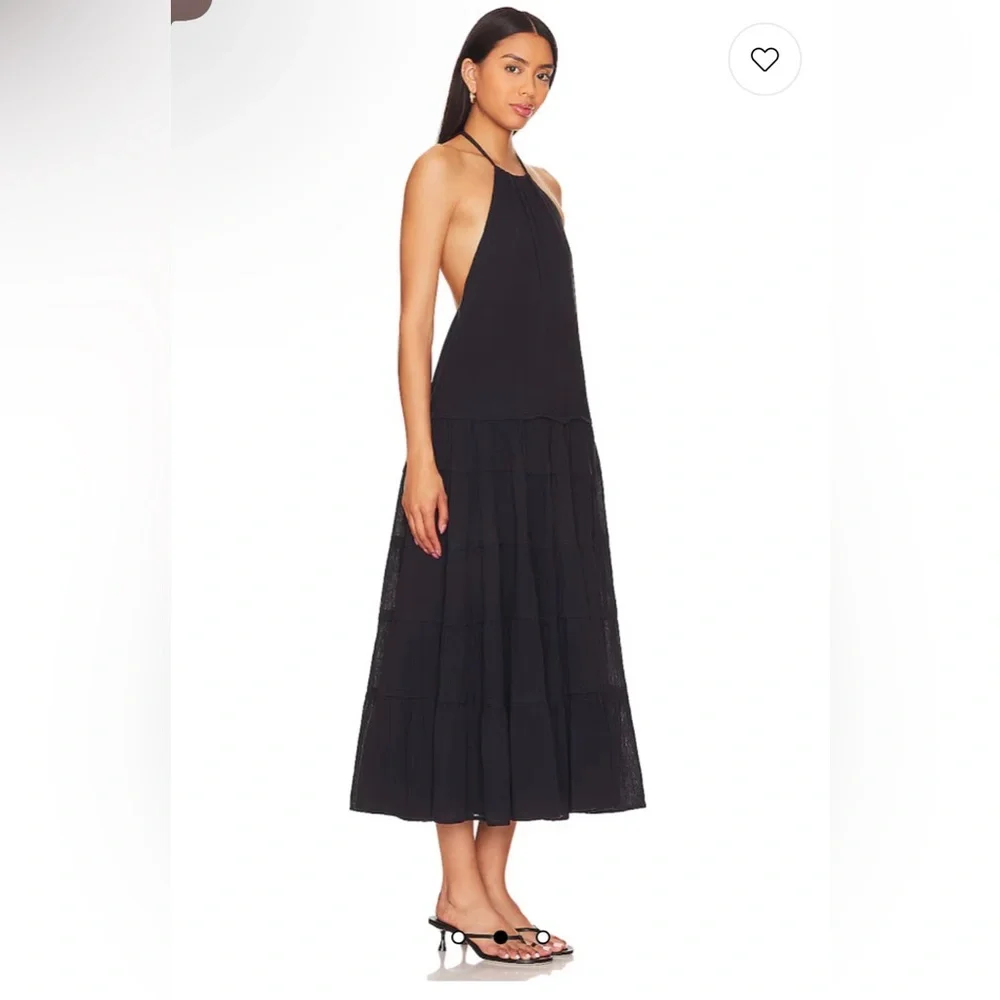 Free People Somewhere Sunny Black Halter Madi Dress Large NEW $118! - Picture 5 of 6